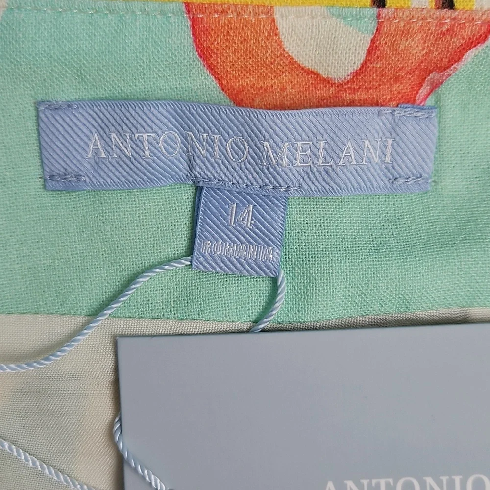 Antonio Melani Linen Blend Tropical Print Skirt With Wrap/Tie‎ Front: Size- 14
